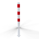 Rampaal Ø89mm staal verzinkt - wit/rood - met grondanker