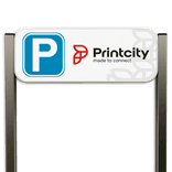 Panneau d'information pour parking - Poteaux en aluminium brossé + conception personnalisée