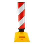 Guide de voie flexible réfléchissant rouge/blanc avec pied en plastique jaune