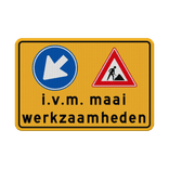 Verkeersbord maaiwerkzaamheden RVV D02/J16 - reflecterend