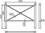 Barrière de guidage en acier avec barre centrale – 1500 x 1200 mm