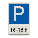 Verkehrszeichen 314-30 – Parkplatzschild mit Zusatzzeichen Uhrzeit