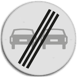 Verkeersbord einde inhaalverbod RVV F02 - reflecterend
