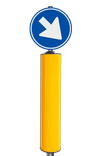 Borne de signalisation BB22 D02ro jaune fluorescent avec poteau Ø48 mm