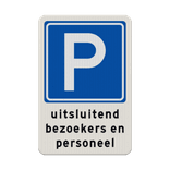 Parkeerbord RVV E04 + bezoekers / personeel bedrijfsnaam