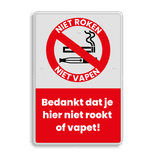Informatiebord niet roken en vapen reflecterend