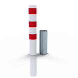 Poteau de sécurité en acier Ø152 mm amovible/retraitable - galvanisé ou blanc/rouge