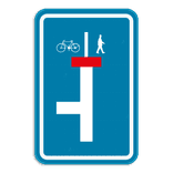 Verkeersbord SB250 F45b - doodlopende weg uitgezonderd voetgangers en fietsers - R/L