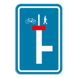 Verkeersbord SB250 F45b - doodlopende weg uitgezonderd voetgangers en fietsers - R/L