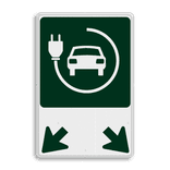 Parkeerbord met pijlen voor elektrische voertuigen - speciaal ontwerp en kleur