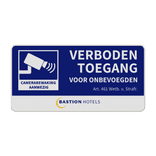 Bord verboden toegang voor onbevoegden + Camerabewaking + ondertekst