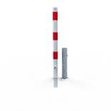 Absperrpfosten Stahl Ø60-76mm rot weiß - herausnehmbar mit Bodenhülse