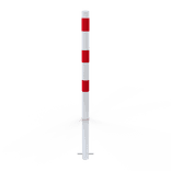 Poteau Anti-Stationnement Rond Fixe avec Ancrage au Sol - Ø60-108mm Rouge/Blanc