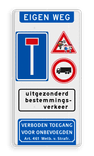 Verkeersbord eigen weg met verkeersregels terrein - reflecterend