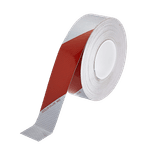 Reflecterende tape wit rood - rol 45 meter (50mm)