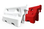 Kunststof barrier rood/wit (vulbaar tot 60kg) - 1130x400x560mm