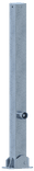 Parkeerpaal - neerklapbaar met voetplaat - 70x70mm - wit/rood