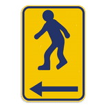 Werfbord - Brussel - Voetgangers rechtdoor - Geel/blauw