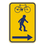 Werfbord - Brussel - Voetgangers/Fietsers rechts - Geel/blauw