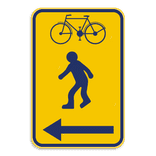 Werfbord - Brussel - Voetgangers/Fietsers rechts - Geel/blauw