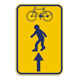 Werfbord - Brussel - Voetgangers/Fietsers rechtdoor - Geel/blauw