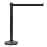 Poteau de balisage noir mat avec sangle rétractable noire – 2 mètres