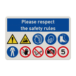 Veiligheidsbord safety rules met PBM pictogrammen - reflecterend