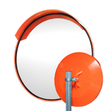 Verkeersspiegel TS-BSC oranje rond met zonneklep