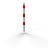 Parkeerpaal staal Ø60mm wit/rood - met voetplaat
