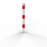 Parkeerpaal staal Ø76mm wit/rood - neerklapbaar met slot