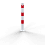 Parkeerpaal staal 70x70mm wit/rood - met voetplaat