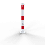 Parkeerpaal staal 70x70mm wit/rood - neerklapbaar met slot