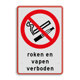 Vekeersbord roken en vapen verboden - reflecterend