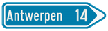 Verkeersbord SB250 F29 - Wegwijzer rechts - Tekst + aantal km