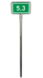 Hectometerbord 330x195mm geperst groen/wit - incl. montagepaal staal