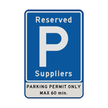 Verkeersbord Reserved Suppliers - reflecterend