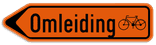 Verkeersbord SB250 F41 - Wegwijzer omleiding voor fietsers Links