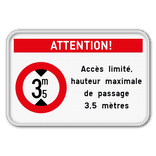 Panneau - Hauteur maximale de passage