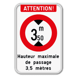 Panneau C29 de hauteur maximale de passage personnalisable