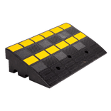 Oprijdrempel rubber 20cm anti-slip zwart/geel reflecterend