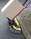 Hoekstuk oprijdrempel rubber 10cm anti-slip zwart/geel reflecterend