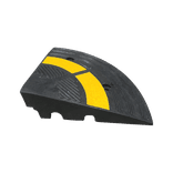 Hoekstuk oprijdrempel rubber 10cm anti-slip zwart/geel reflecterend