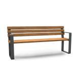 Banc public avec dossier en acier et bois FSC - type Bach 1800 mm