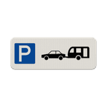 Parkeerbord gereserveerd auto met caravan - reflecterend