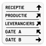 Wegwijzer bord – 5 tekstregels & pijlen rechterkant