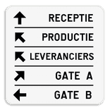 Wegwijzer bord – 5 tekstregels & pijlen linkerkant