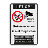 Verkeersbord roken en vapen verboden + camerabewaking - reflecterend