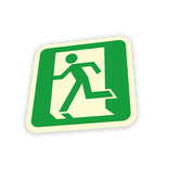 Vloersticker nooduitgang links 400x400mm - glow in the dark