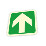Vloersticker route nooduitgang (pijl) 400x400mm - glow in the dark