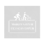 Wegmarkering spuitmal PVC (5mm) - Sjabloon winkels open fietsers lopen